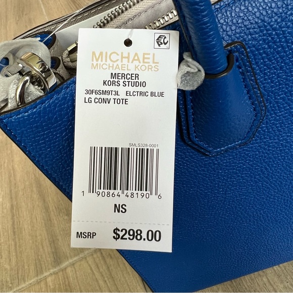 MICHAEL KORS Mercer Large Bonded Leather Tote - Electric Blue - Picture 8 of 8